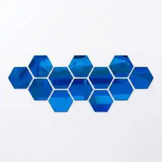 Blue hexagon acrylic mirror wall stickers
