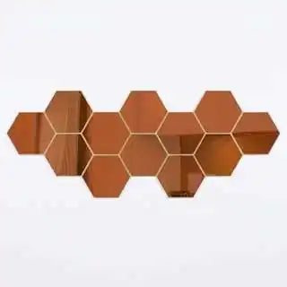 Brown hexagon acrylic mirror wall stickers