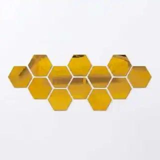 Gold hexagon acrylic mirror wall stickers