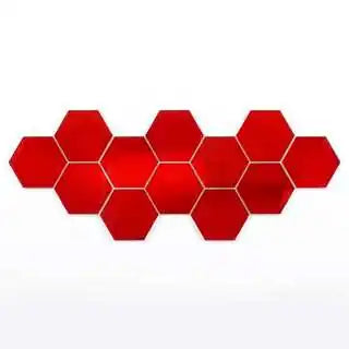 Red hexagon acrylic mirror wall stickers