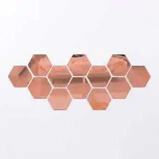 Rose gold hexagon acrylic mirror wall stickers