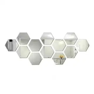 Silver hexagon acrylic mirror wall stickers